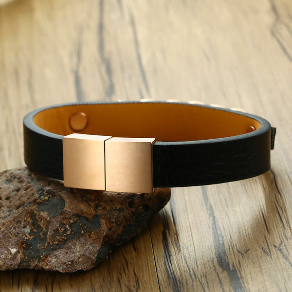 Personalized Mens Promise Bracelet Stainless Steel Gold