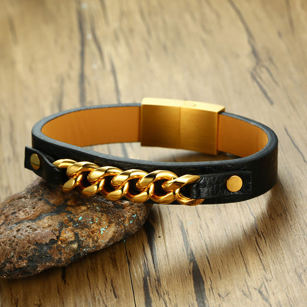 Personalized Mens Promise Bracelet Stainless Steel Gold