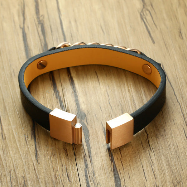 Personalized Mens Promise Bracelet Stainless Steel Gold