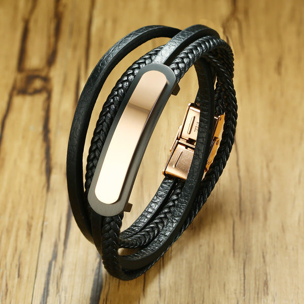 PU Leather Wrap Promise Bracelet for Him