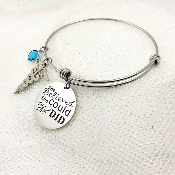 Charm Bangle Bracelet Graduation Gift for Daughter