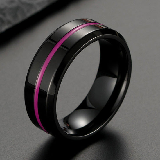 Personalized Black Wedding Band 8mm