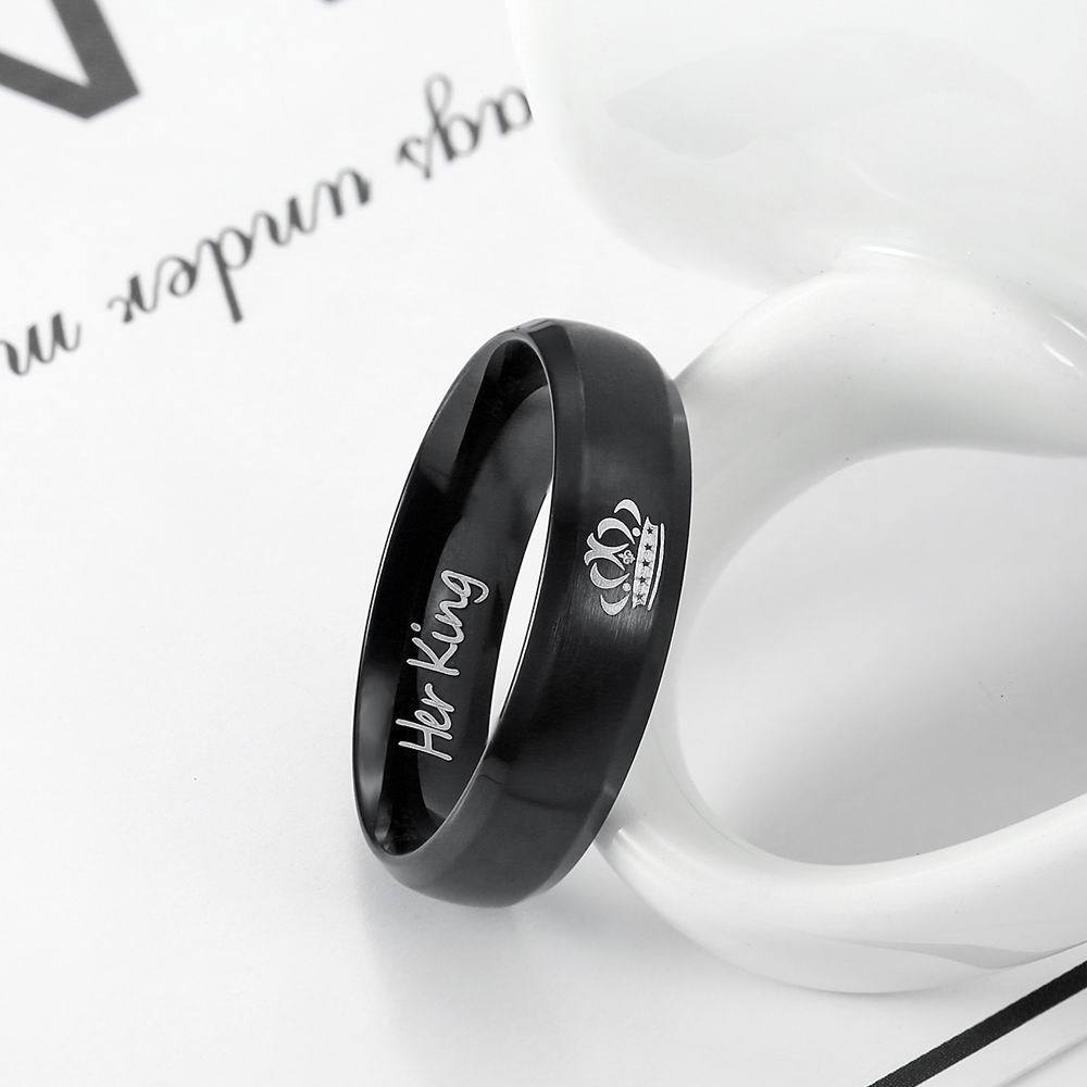 King Queen Crown Marriage Rings for Couples 6mm