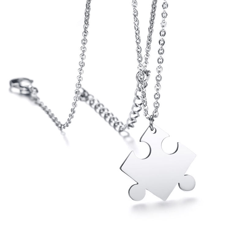 Engraved Jisaw Puzzle Pendant Necklace