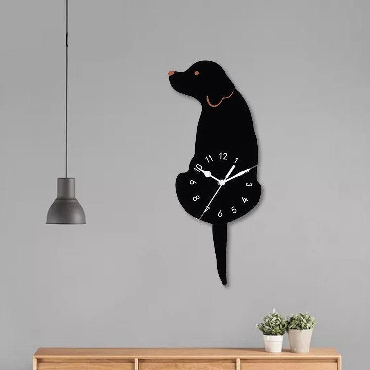 Hanging Dog Tail Silent Pendulum Wall Clock – Playful Canine Design