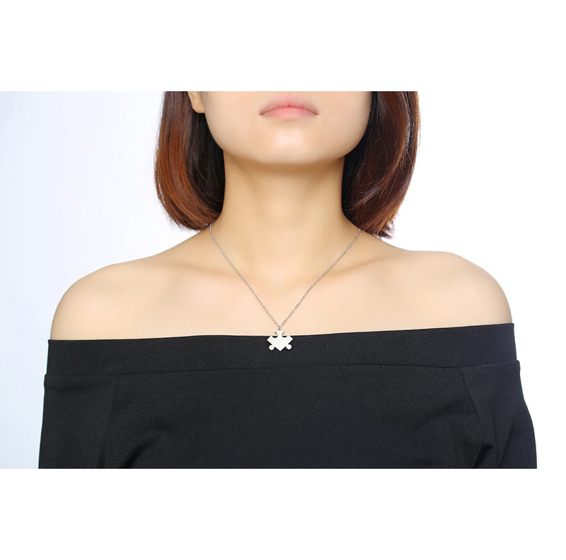 Engraved Jisaw Puzzle Pendant Necklace