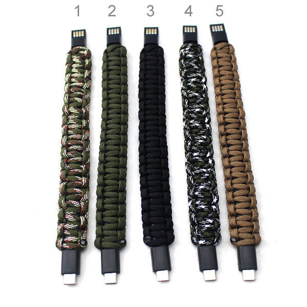 USB Cable Paracord Bracelet Gift for Camping Lover