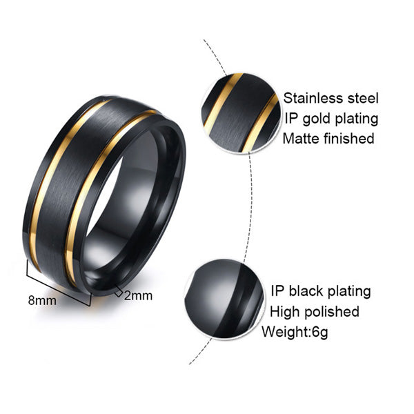 Customized Marriage Ring for Men 8mm Gold Plated Titanium