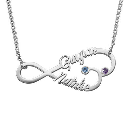 Infinity Birthstones Necklace with Names on It