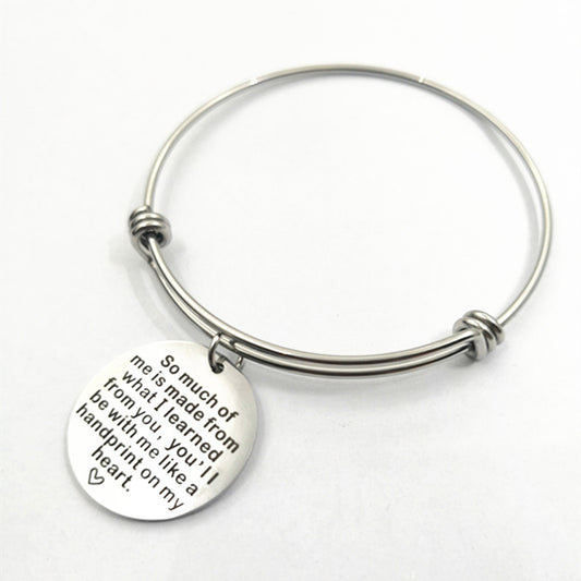 Custom Charm Bangle Bracelet Gift for Teacher