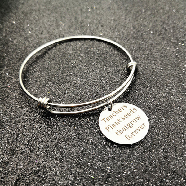 Adjustable Charm Bangle Bracelet Gift for Teacher