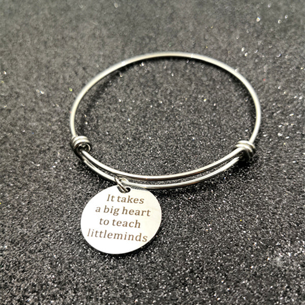 Adjustable Charm Bangle Bracelet Gift for Teacher