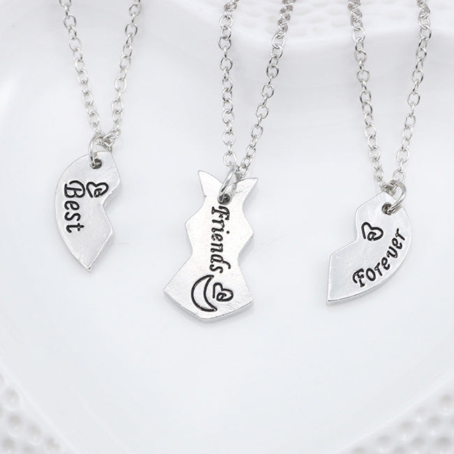 Bff Best Friends Forever 3 Piece Heart Necklaces Gift