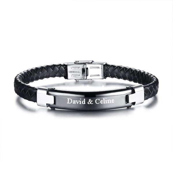 Personalized Leather Bracelet Gift for Him