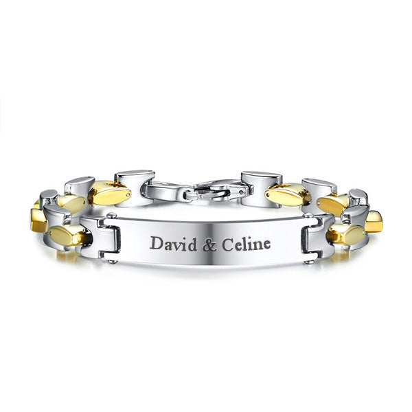 Engraved Relationship Bracelet for Guys Stainless Steel