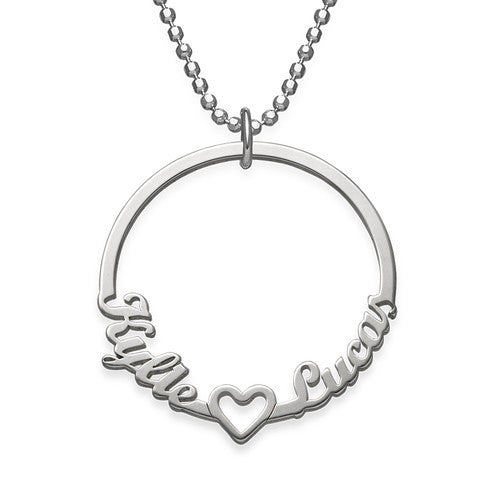 Custom Names Necklace Heart Gift for Lovers