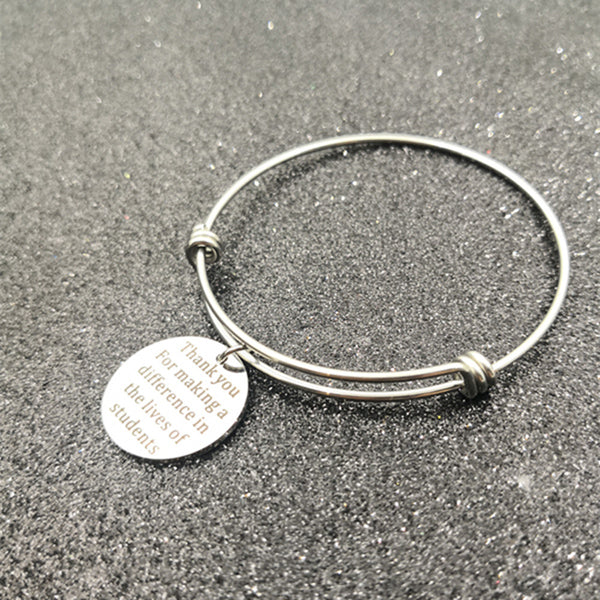 Adjustable Charm Bangle Bracelet Gift for Teacher