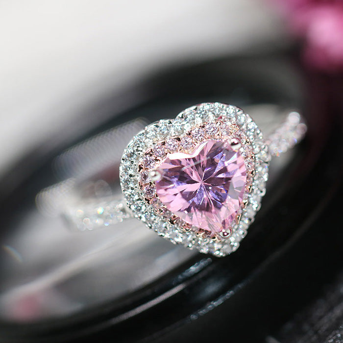 1.5 Carat Pink Heart Lab Diamond Women's Ring