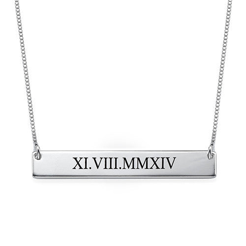 Gold Plated Silver Custom Name or Dates Plate Necklace Gift
