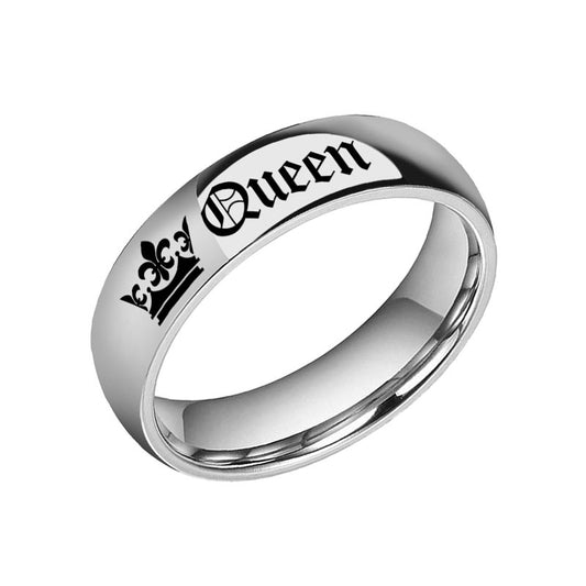 Personalized King & Queen Promise Rings for Couples - Engravable Titanium Set