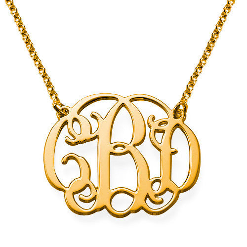 Celebrity Monogram Necklace in 18k Gold Plating