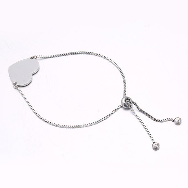 Engraved Heart Charm Bracelet Birthday Gift for Girlfriend