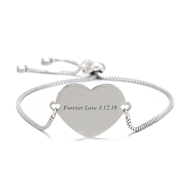 Engraved Heart Charm Bracelet Birthday Gift for Girlfriend