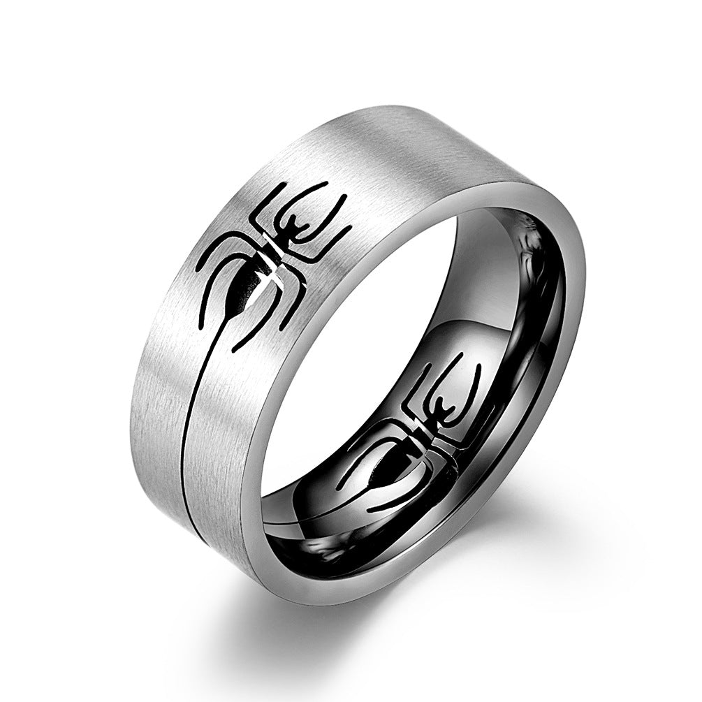 Engraved Spider Wedding Ring for Guys