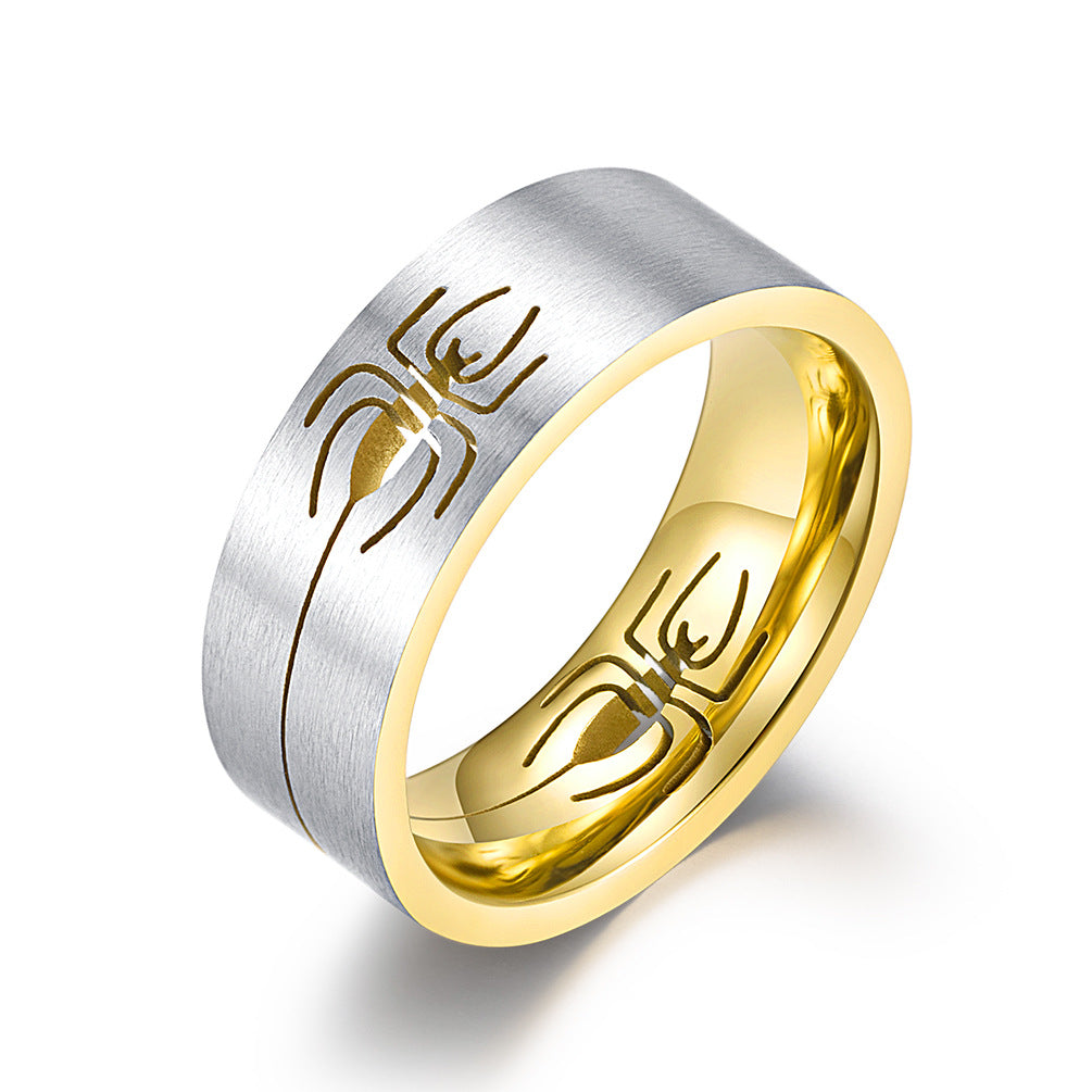 Engraved Spider Wedding Ring for Guys