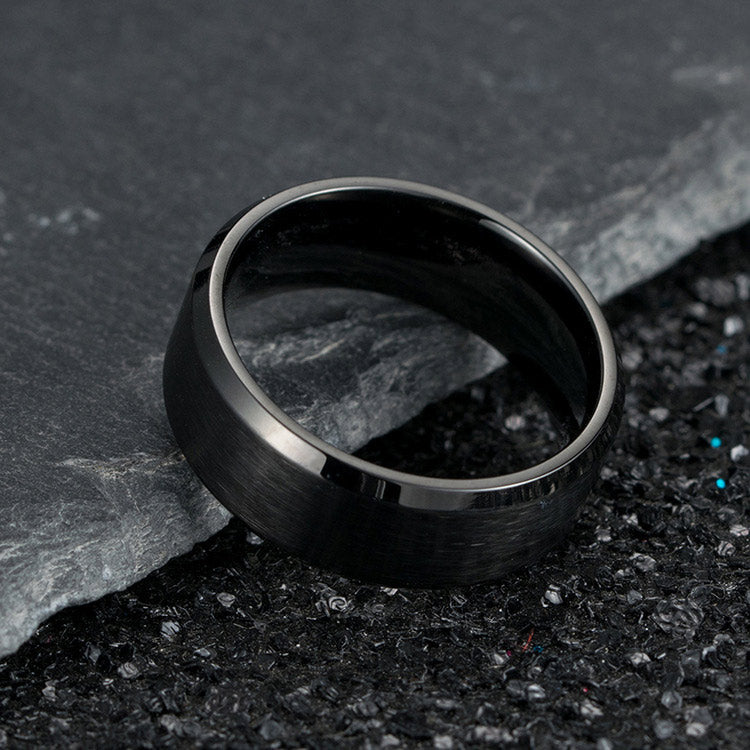 Engraved Simple Matte Mens Ring