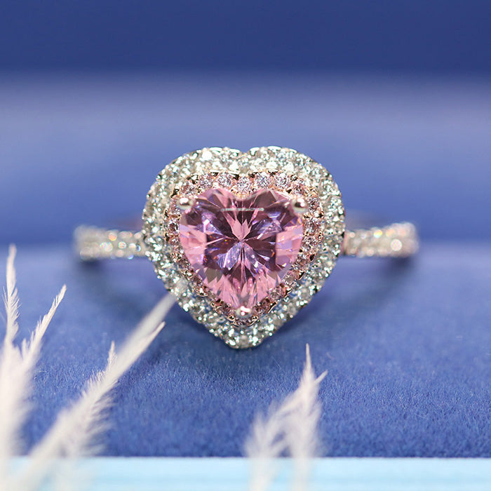 1.5 Carat Pink Heart Lab Diamond Women's Ring