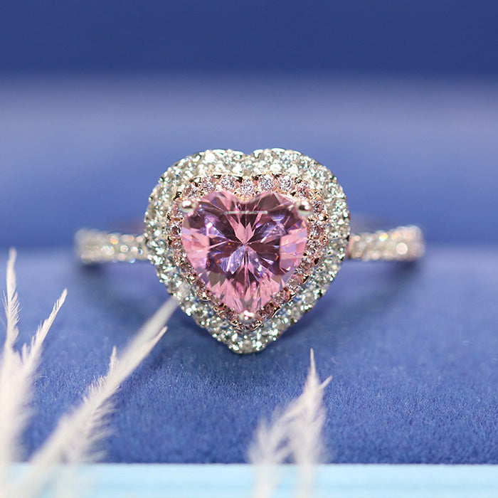 1.5 Carat Pink Heart Lab Diamond Engagement Ring