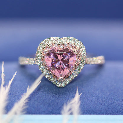 1.5 Carat Pink Heart Lab Diamond Women's Ring