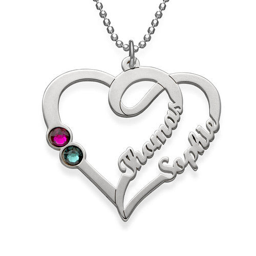 Personalized Birthstone Heart Name Necklace