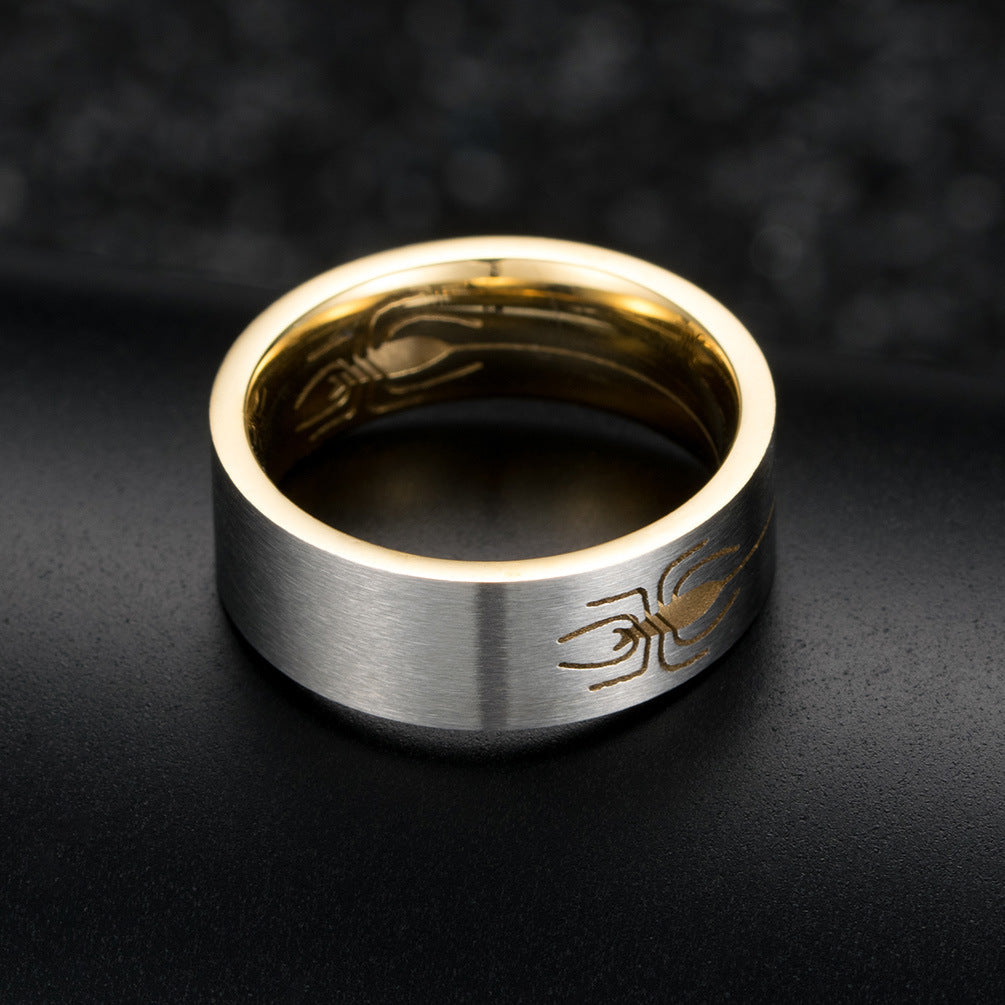 Engraved Spider Wedding Ring for Guys