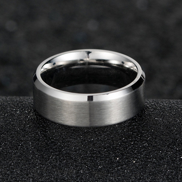Engraved Simple Matte Mens Ring