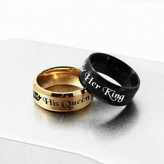 Her King His Queen Couple Promise Rings Set