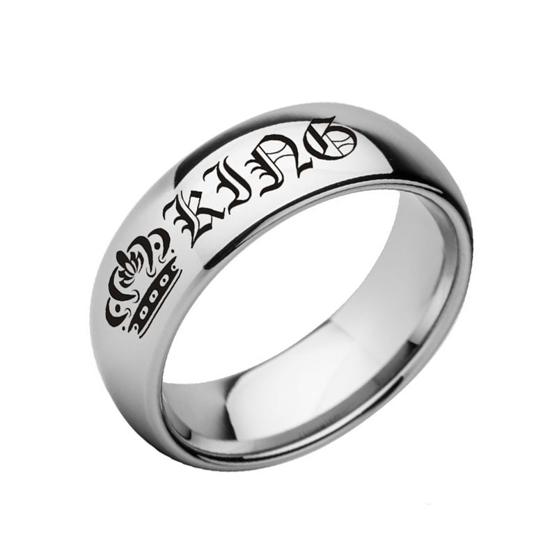 Personalized King & Queen Promise Rings for Couples - Engravable Titanium Set
