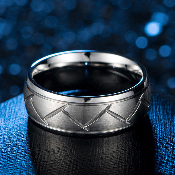 Custom Mens Wedding Band 8mm Polished Titanium
