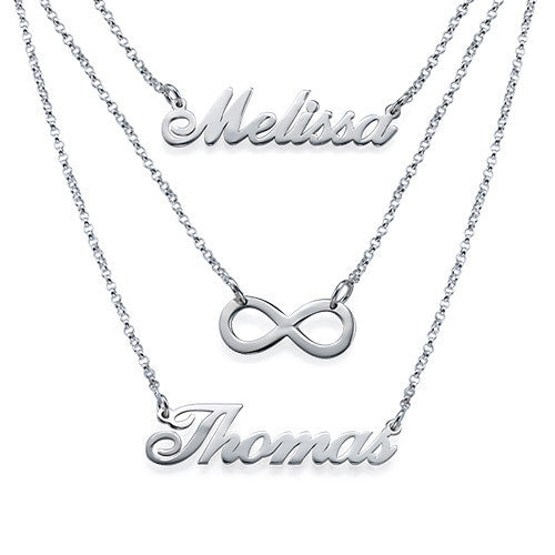 Custom Names Necklace Infinity Sign Sterling Silver
