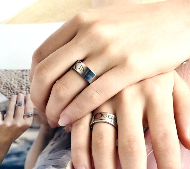 King Queen Couple Rings Set Gift for Two