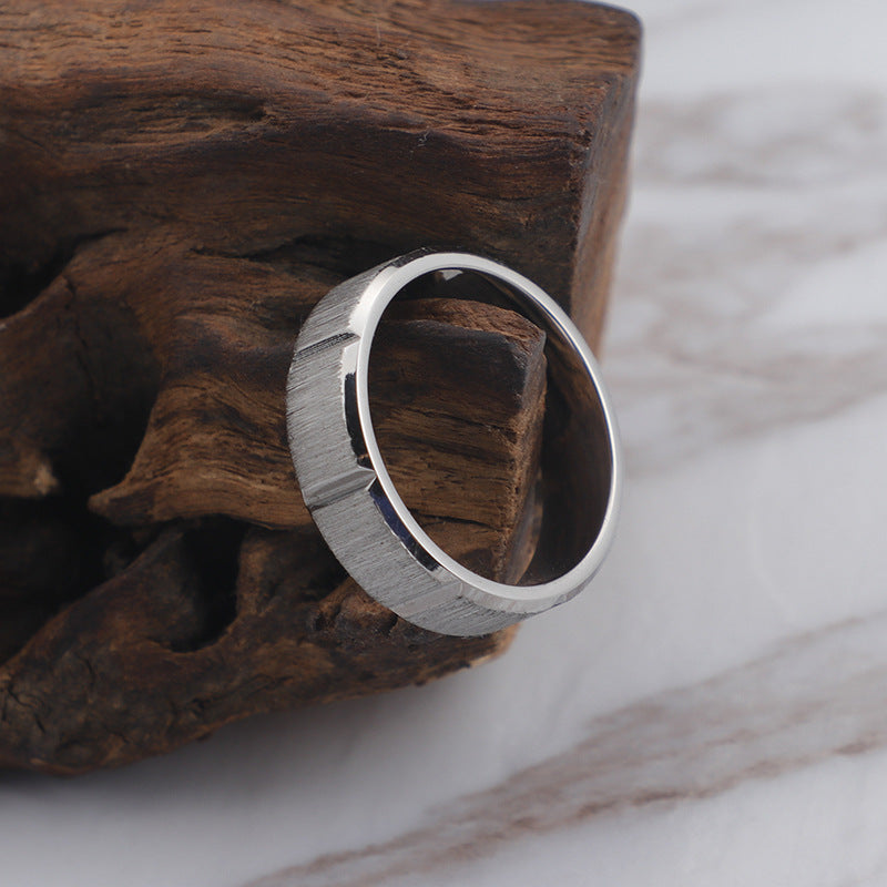 Custom Grooved Comfort Fit Mens Ring 6mm Steel