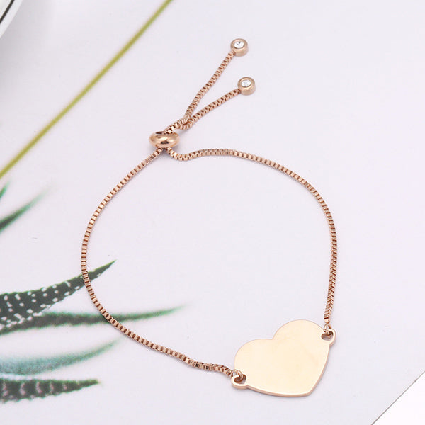 Engraved Heart Charm Bracelet Birthday Gift for Girlfriend
