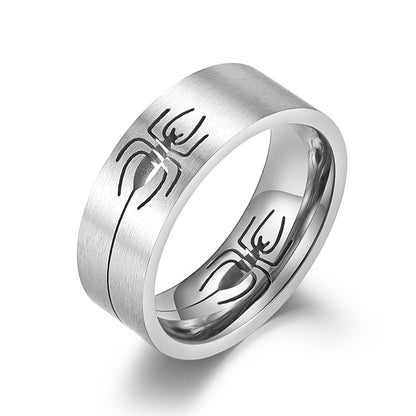 Engraved Spider Wedding Ring for Guys