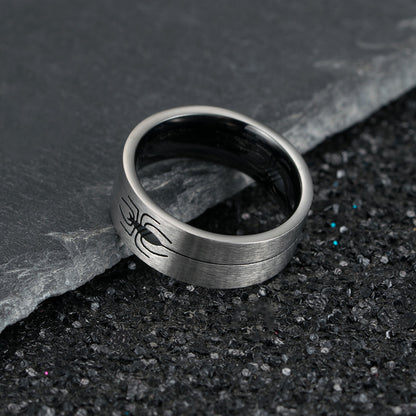 Engraved Spider Wedding Ring for Guys