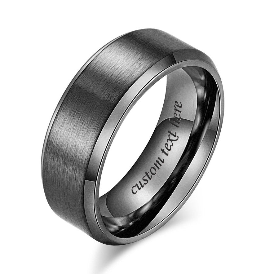 Engraved Simple Matte Mens Ring