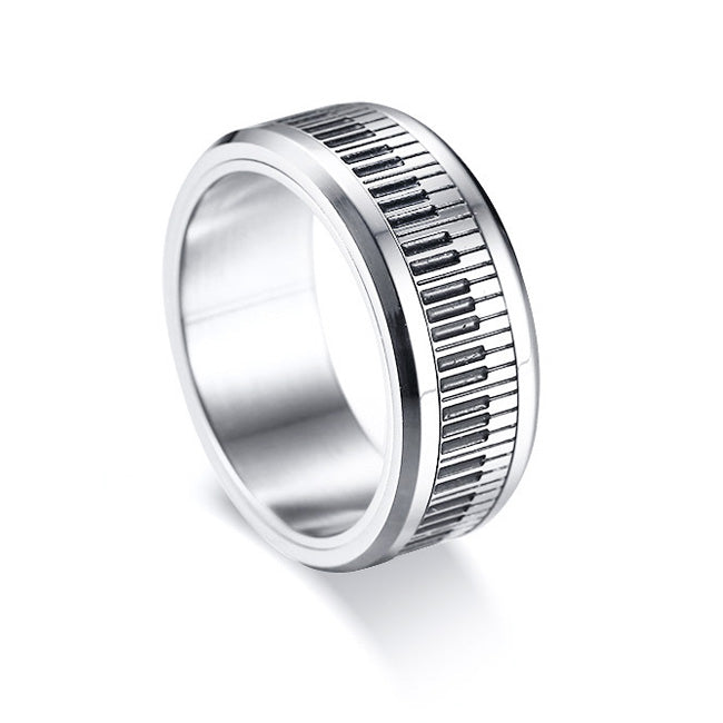 Custom Mens Fidget Ring Birthday Gift for Pianist 8mm