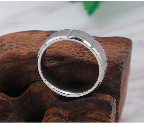 Modern Grooved Stainless Steel Ring for Men (6mm)