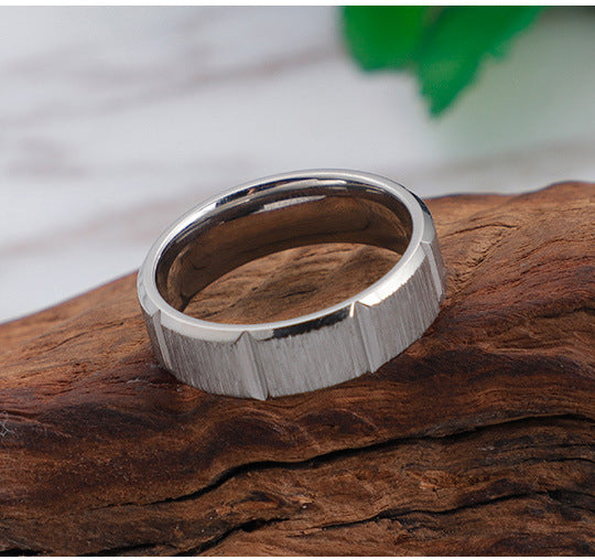 Custom Grooved Comfort Fit Mens Ring 6mm Steel