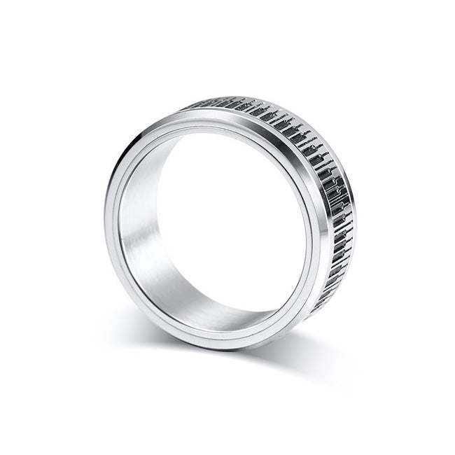 Custom Mens Fidget Ring Birthday Gift for Pianist 8mm